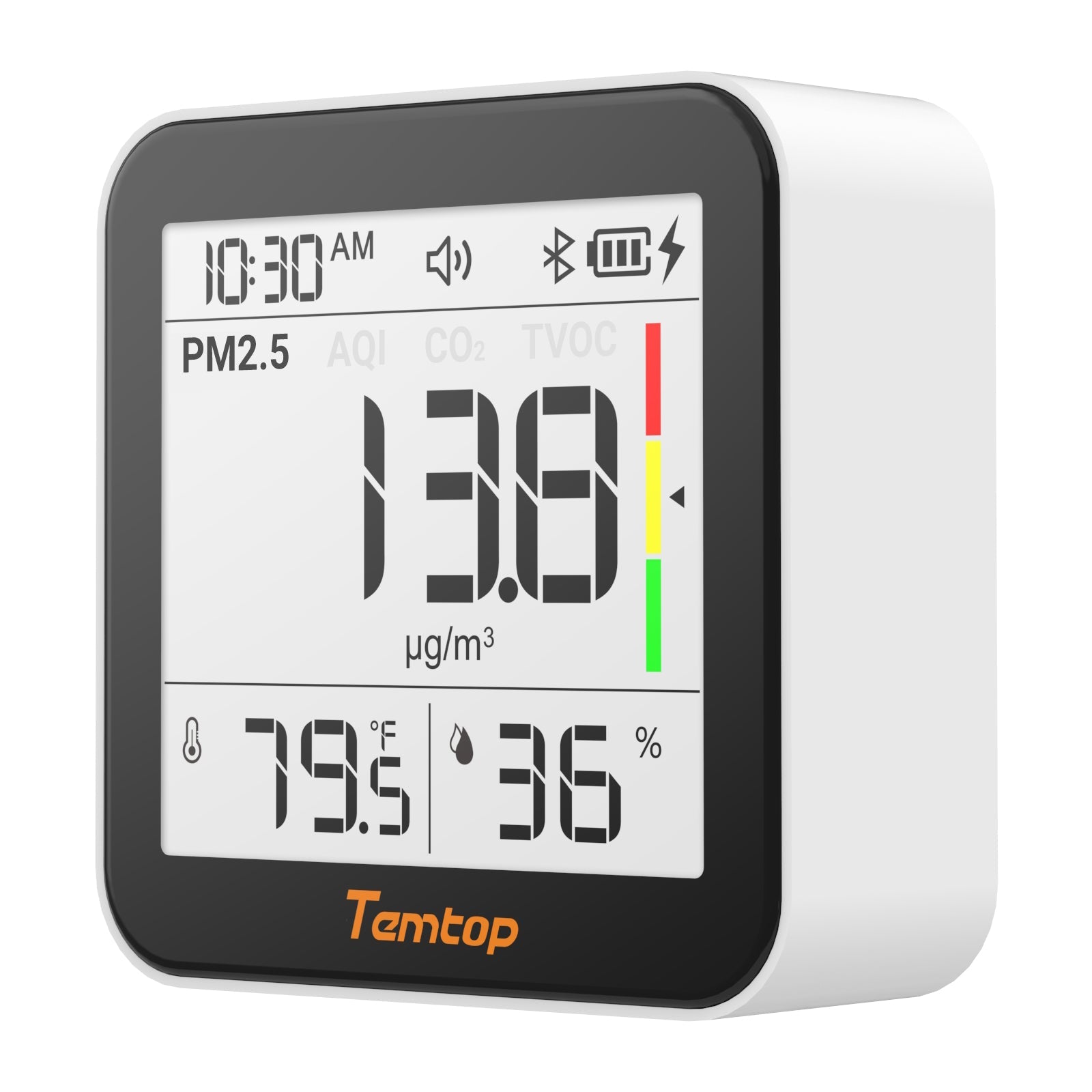 Temtop M10+ Indoor Air Quality Monitor, 6 - in - 1 CO2, PM2.5, VOC Detection, Smart Temperature & Humidity Sensor, with App Connectivity for Home Air Quality Testing & Analysis - Temtop