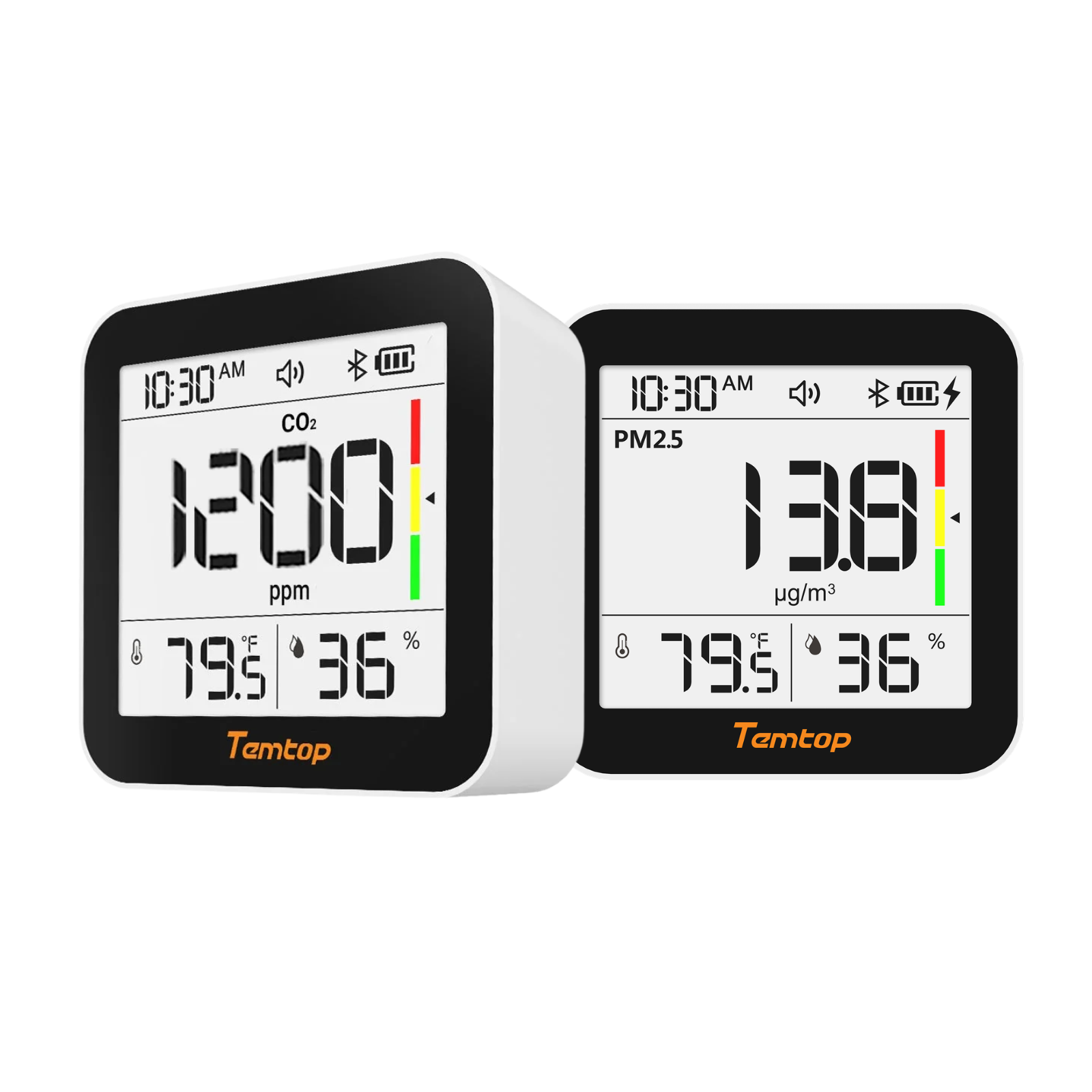 Temtop M10+ 6-in-1 CO2, PM2.5, VOC Detection, Air Quality Monitor, Measure Home Air Quality, with App Connectivity