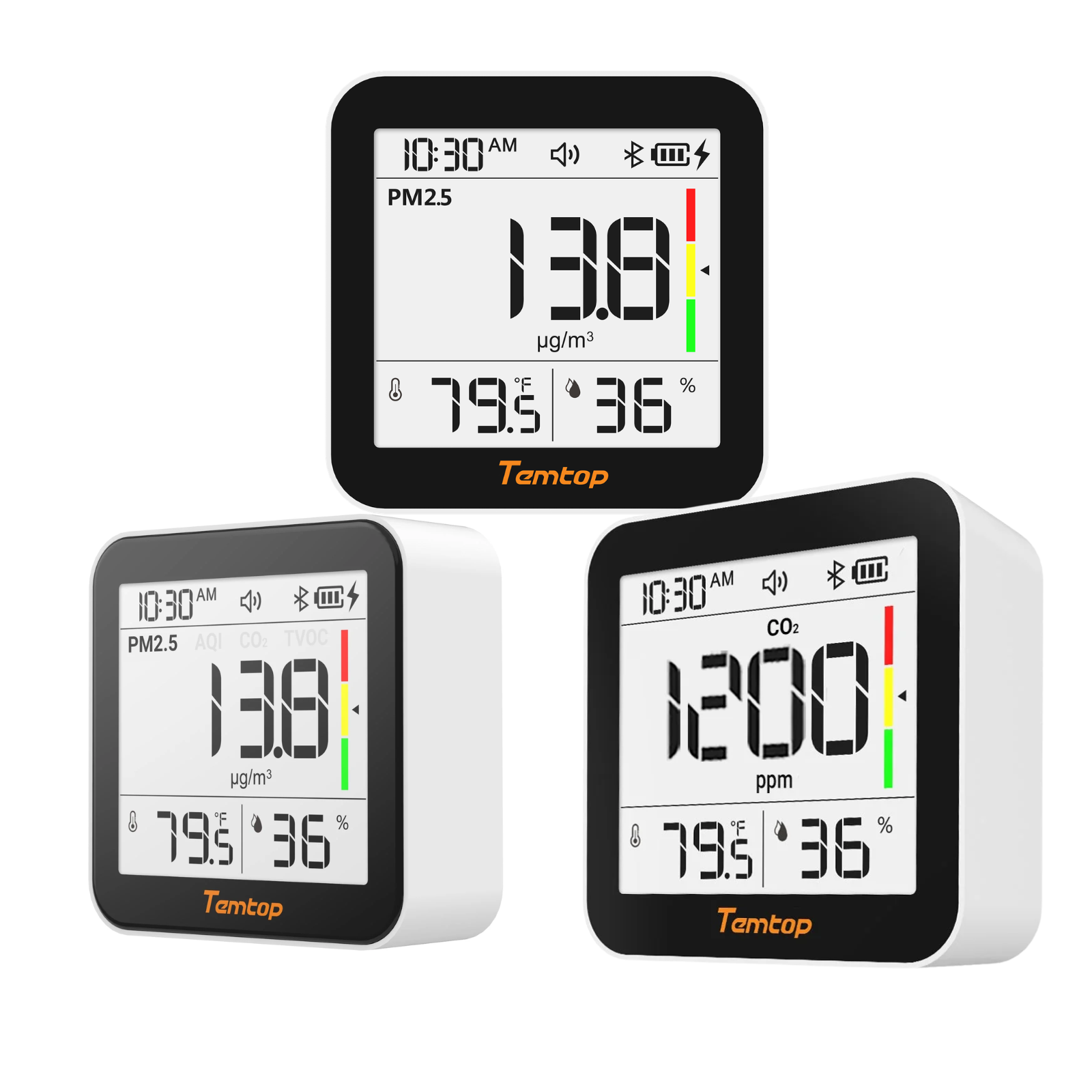 Temtop M10+ 6-in-1 CO2, PM2.5, VOC Detection, Air Quality Monitor, Measure Home Air Quality, with App Connectivity