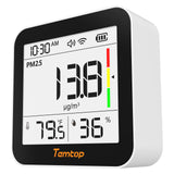 Temtop M10+ WIFI Air Quality Monitor, Rechargeable CO2 Detector with PM2.5 TVOC AQI Temperature and Humidity, 6-in-1 Indoor Pollution Meter with App Control, Data Export, E-ink Screen for Home Office