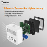 Temtop M10+ WIFI Air Quality Monitor, Rechargeable CO2 Detector with PM2.5 TVOC AQI Temperature and Humidity, 6-in-1 Indoor Pollution Meter with App Control, Data Export, E-ink Screen for Home Office