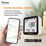 Temtop M10+ WIFI Air Quality Monitor, Rechargeable CO2 Detector with PM2.5 TVOC AQI Temperature and Humidity, 6-in-1 Indoor Pollution Meter with App Control, Data Export, E-ink Screen for Home Office