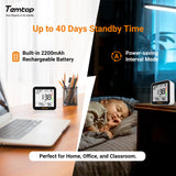 Temtop M10+ WIFI Air Quality Monitor, Rechargeable CO2 Detector with PM2.5 TVOC AQI Temperature and Humidity, 6-in-1 Indoor Pollution Meter with App Control, Data Export, E-ink Screen for Home Office