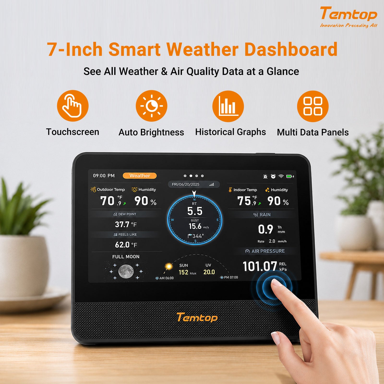 Temtop_W100_WiFi_Weather_Station_with_Air_Quality_Monitor_7_Touchscreen_Indoor_Outdoor_Weather_Station_PM2.5_PM10_CO2_TVOC_Monitor_Rain_Gauge_Wind_Speed_Direction_UV_AQI_Forecast