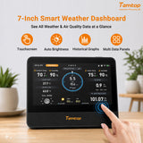 Temtop W100 WiFi Weather Station with Air Quality Monitor, 7" Touchscreen Indoor Outdoor Weather Station, PM2.5/PM10/CO2/TVOC Monitor, Rain Gauge, Wind Speed & Direction, UV, AQI Forecast