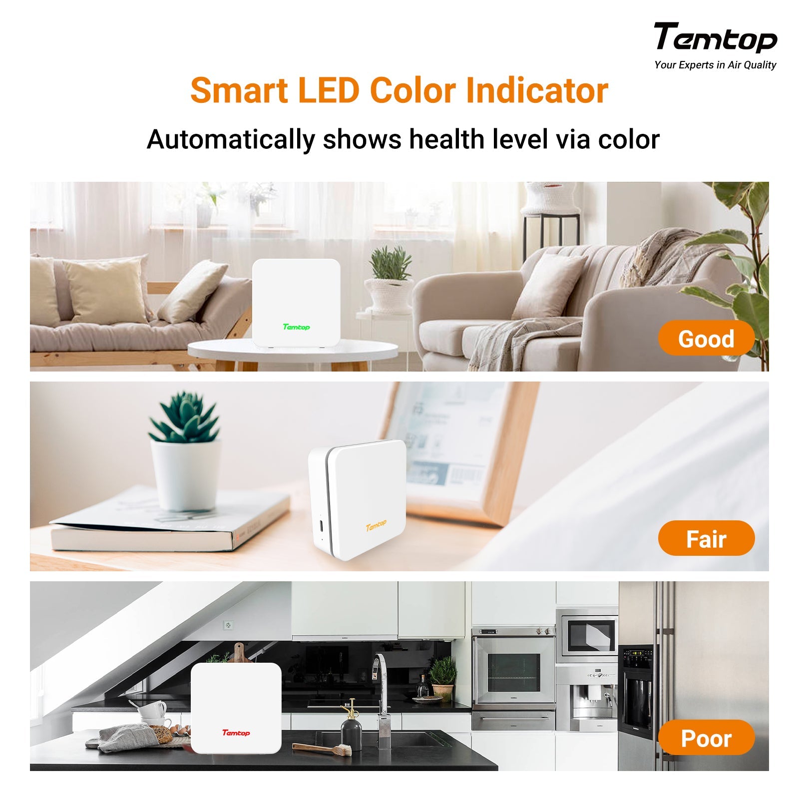 Temtop Air Quality Monitor, Air Quality Detector van PM2.5 HCHO TVOC AQI, Professionele Elektrochemische Sensor Detector, Tester met Real Time Display/Oplaadbare Batterij (PM2.5 AQI Temtop Air Quality Monitor, Air Quality Detector van PM2.5 HCHO TVOC AQI, Professionele Elektrochemische Sensor Detector, Tester met Real Time Display/Oplaadbare Batterij (PM2.5 AQI