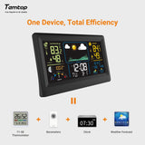 Temtop Weather Station W100 – Multifunctional Weather Station with Indoor/Outdoor Temperature, Humidity, Atmospheric Pressure, Weather Forecast, Moon Phase, and Alarm Features - Temtop