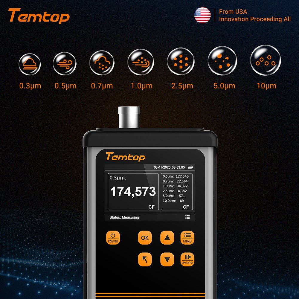Temtop Air Quality Handheld Particle Counter 7 Channels 0.3μm 0.5μm 0.7μm 1μm 2.5μm 5μm 10μm PMD 331 - Temtop