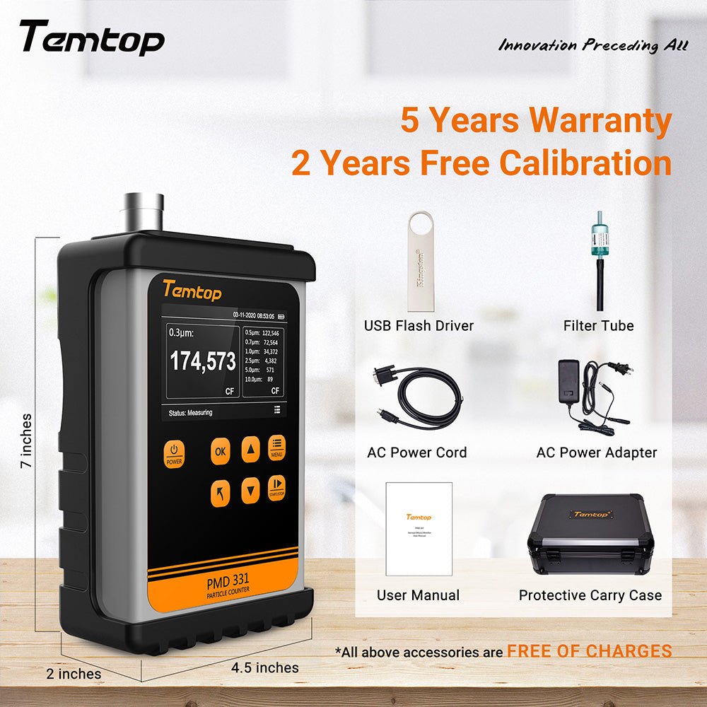 Temtop Air Quality Handheld Particle Counter 7 Channels PM 2.5 Air Monitor PMD 331 - Temtop