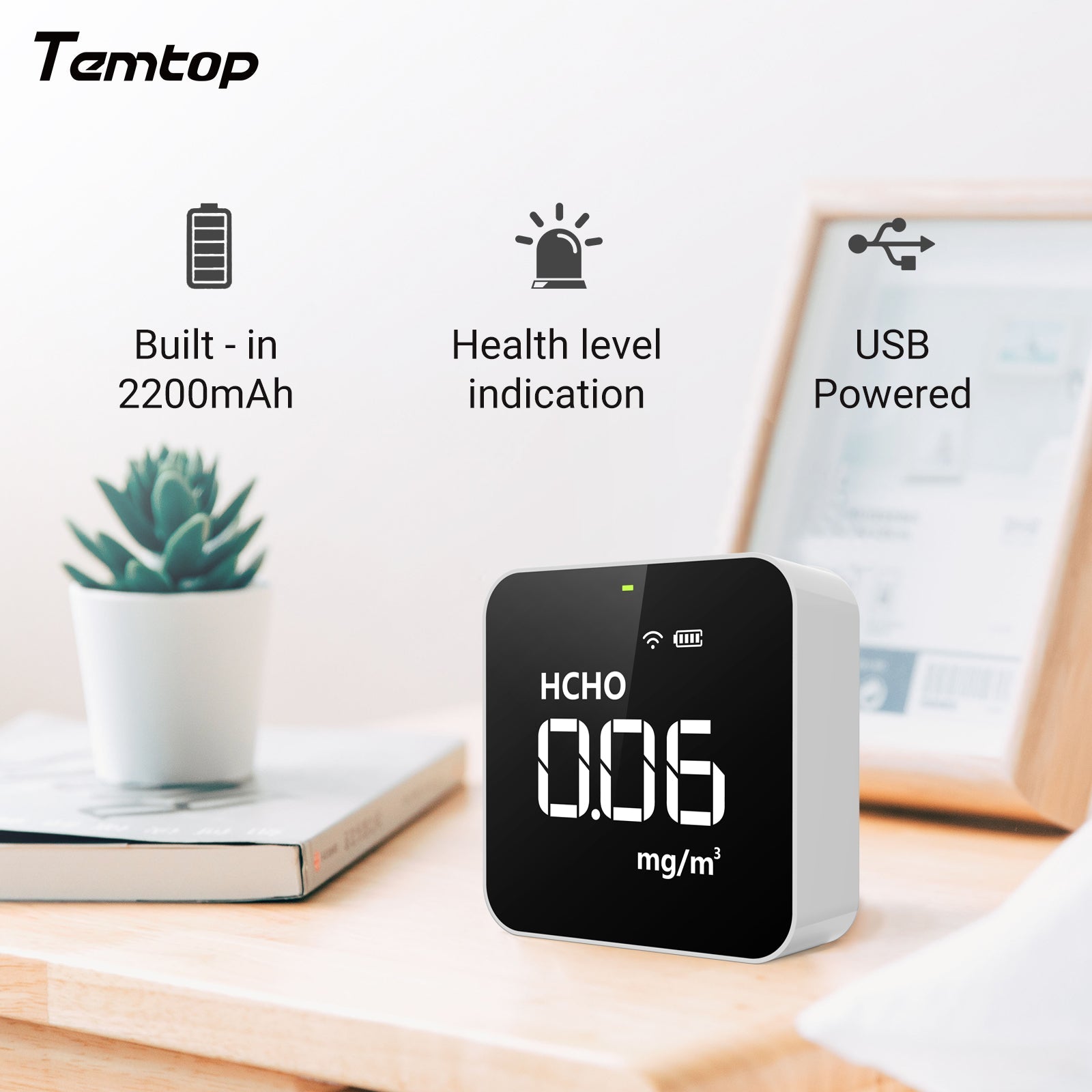 Temtop M10i WiFi Air Quality Monitor AQI Monitor Meter for PM2.5 TVOC AQI HCHO Formaldehyde Detector Real Time Recording - Temtop