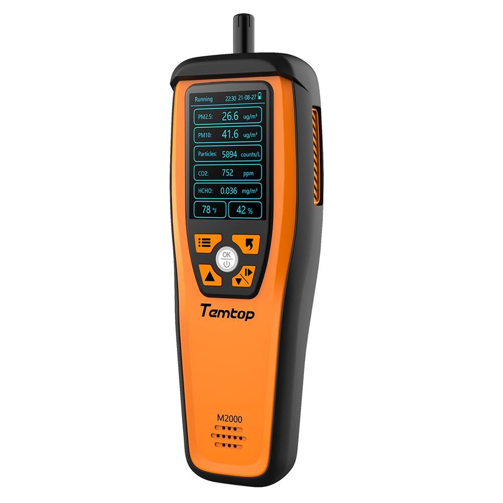 Temtop M2000 2nd CO2 Detector Air Quality MonitorCO2 Meter PM2.5 PM10 Detector HCHO Tester Data Export air quality meter CO2 Alarm- Temtop