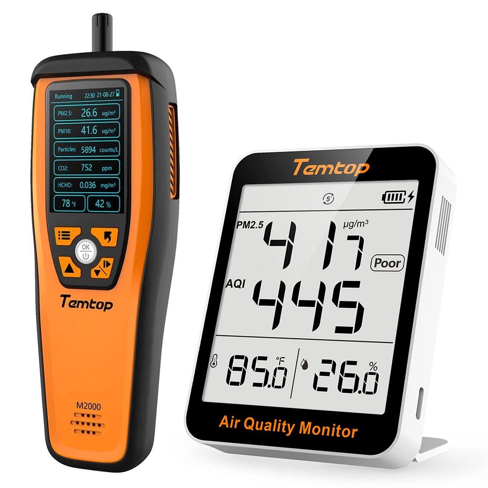 Temtop M2000 2nd CO2 Monitor Portable Air Quality Sensor of Carbon Dioxide PM2.5 PM10 Formaldehyde - Temtop