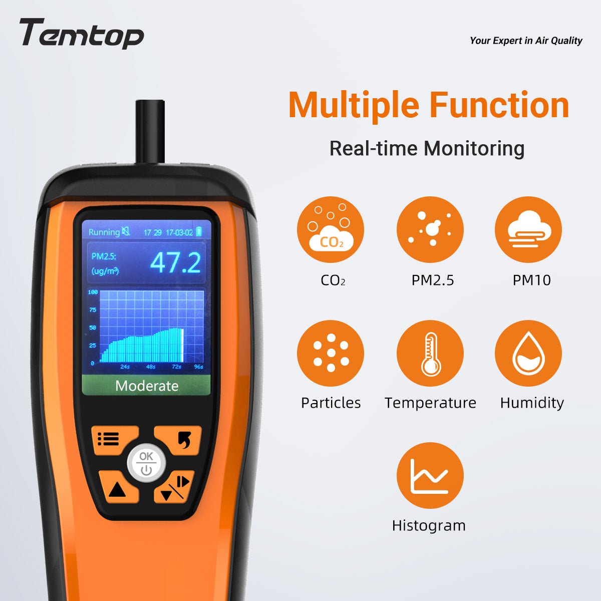 Temtop - M2000C, CO2, PM2.5, PM10, formaldehyde, with data export